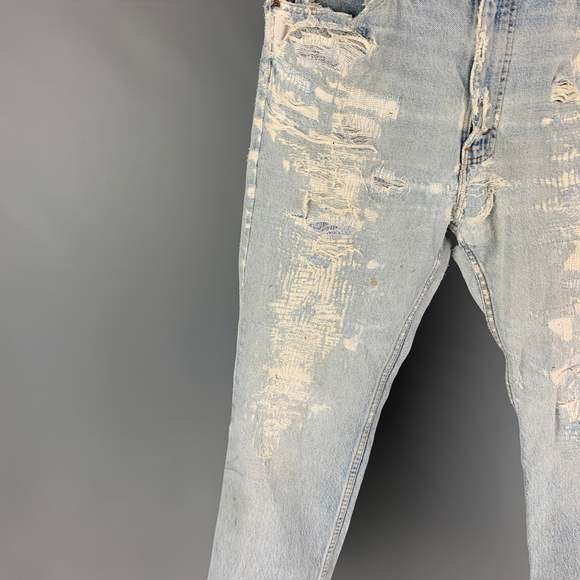 Vintage LEVI STRAUSS 517 Blue Light Blue Distressed Cotton Jeans - Picture 2 of 5